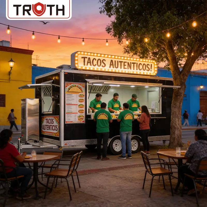 İmtiyazlı Yiyecek Römorku Mobil Tacos Arabası